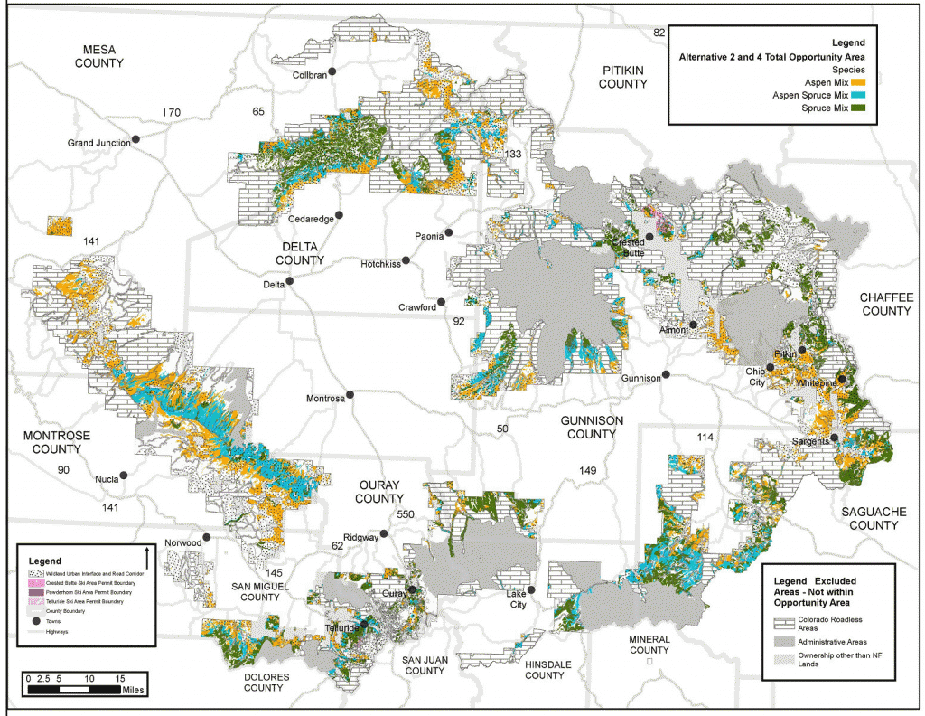 Map showing proposed treatment areas across the Grand Mesa, Uncompahgre and Gunisson National Forest from the Draft EIS.